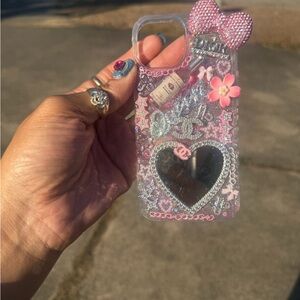 Decorative Pink and Silver IPhone 13 Junk Case